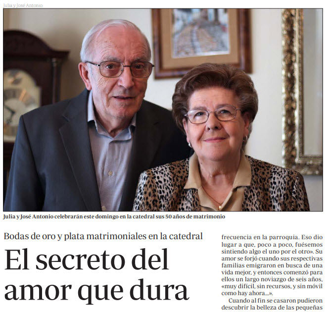 Celebración 50 años de matrimonio: Testimonio de Julia y Jose Antonio